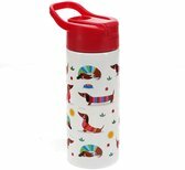 Drinkfles roestvrijstaal met drinktuit Teckel / Sausage dog van Rex London
