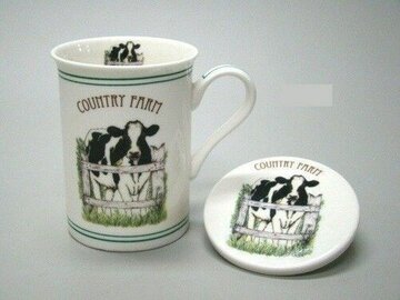Country farm Koe cadeauset mok met onderzetter.