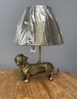 Clayre & Eef Tafellamp teckel Goudkleurig Aluminum