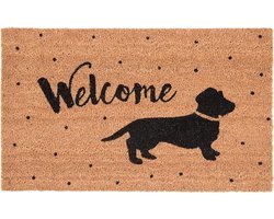  Clayre &amp; Eef Deurmat teckel/hond tekst welcome 75x45x1cm 