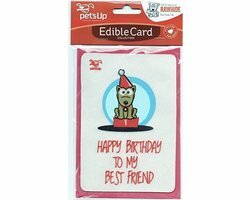 Rawhide eetbare kaart Happy Birthday voor de hond 1st.
