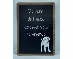 Nostalgisch Foto en tekstbord hond 