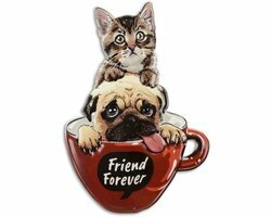 Tekstbord metaal hond /kat Friends for ever 55x38,8