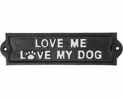 Clayre & Eef Tekstbord metaal 22*6 cm Love Dog