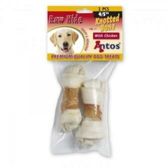 Antos Raw hide White + chicken knotted bone 4/5 &quot; 2 stuks