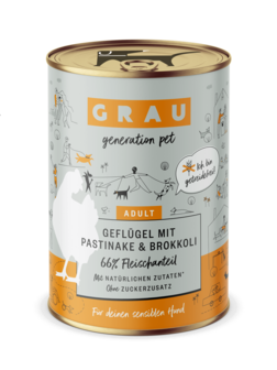 Grau honden natvoer Gevogelte met  Pastinake &amp; Brokkoli 400gr