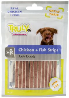 Truly Chicken + Fish Strips (soft snack) 90gr