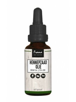 Frama Hennepzaad Olie  voor honmden en katten bevat 2,75% CBD 30ml