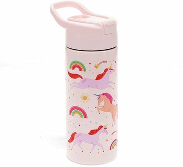 Rex london Drinkfles roestvrijstaal met drinktuit Unicorn / Eenhoorn 