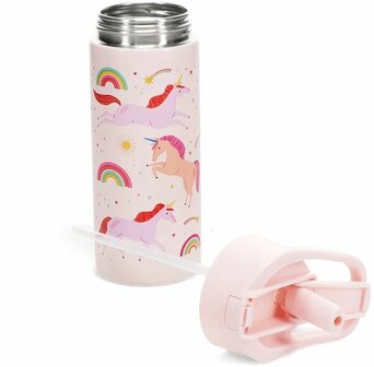 Rex london Drinkfles roestvrijstaal met drinktuit Unicorn / Eenhoorn 
