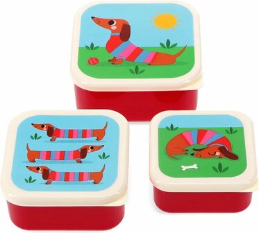 Snackdoosjes Sausage Dog/ Teckel van Rex London (3 stuks)