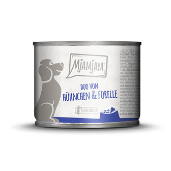 Mjamjam natvoer honden kip - forrel  200gr 