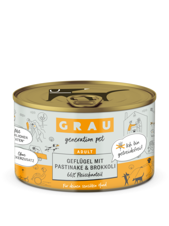  Grau Geflügel mit Pastinake & Brokkoli 200gr