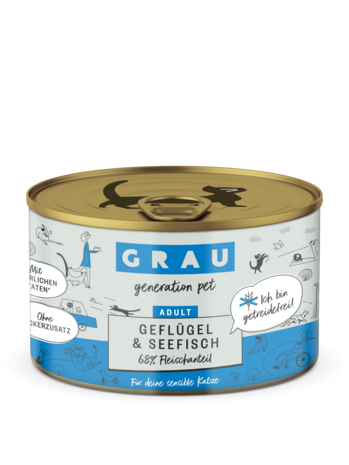 Grau -natvoer- katten- gevogelte & zeevis 200 gr.