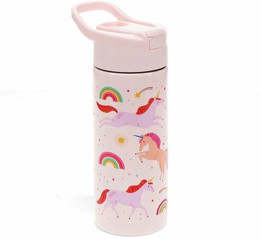 Rex london Drinkfles roestvrijstaal met drinktuit Unicorn / Eenhoorn 