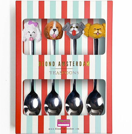 Blond Amsterdam set theelepels Dog 4st.