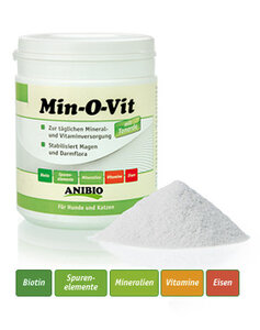 Anibio Min-O-Vit 130gr, voor de dagelijkse mineraal- en vitamineverzorging, voor hond en kat 