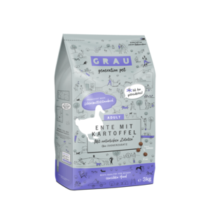 Grau hondenbrokken eend met aardappel