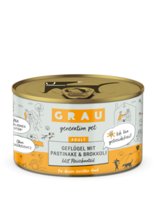  Grau Geflügel mit Pastinake & Brokkoli 200gr